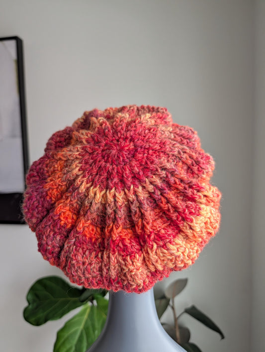 Fire Agate Beret Crochet Slouchy Hat