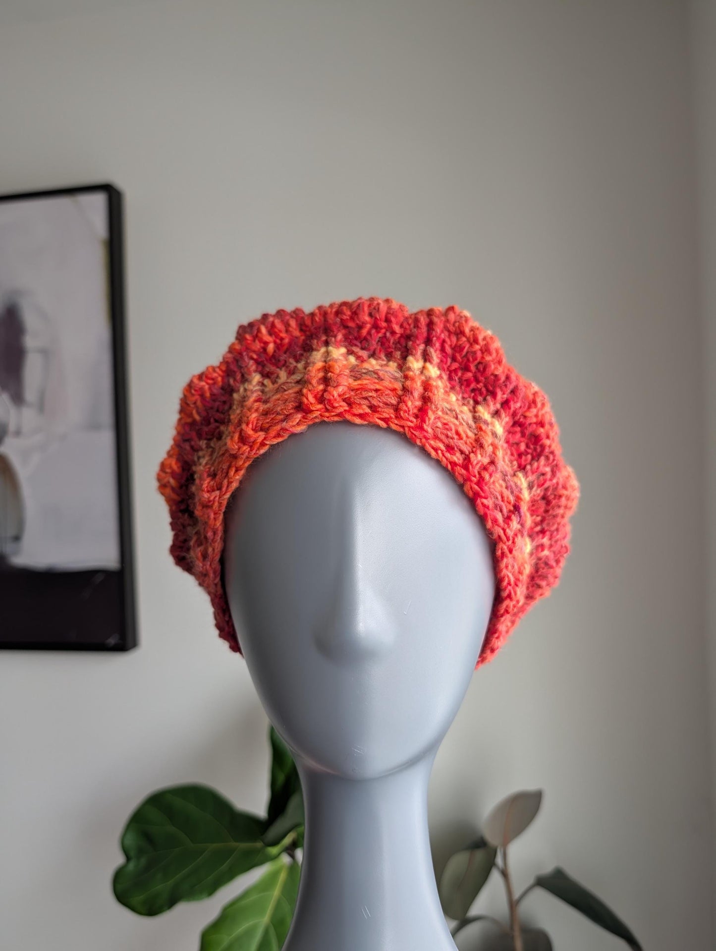 Fire Agate Beret Crochet Slouchy Hat