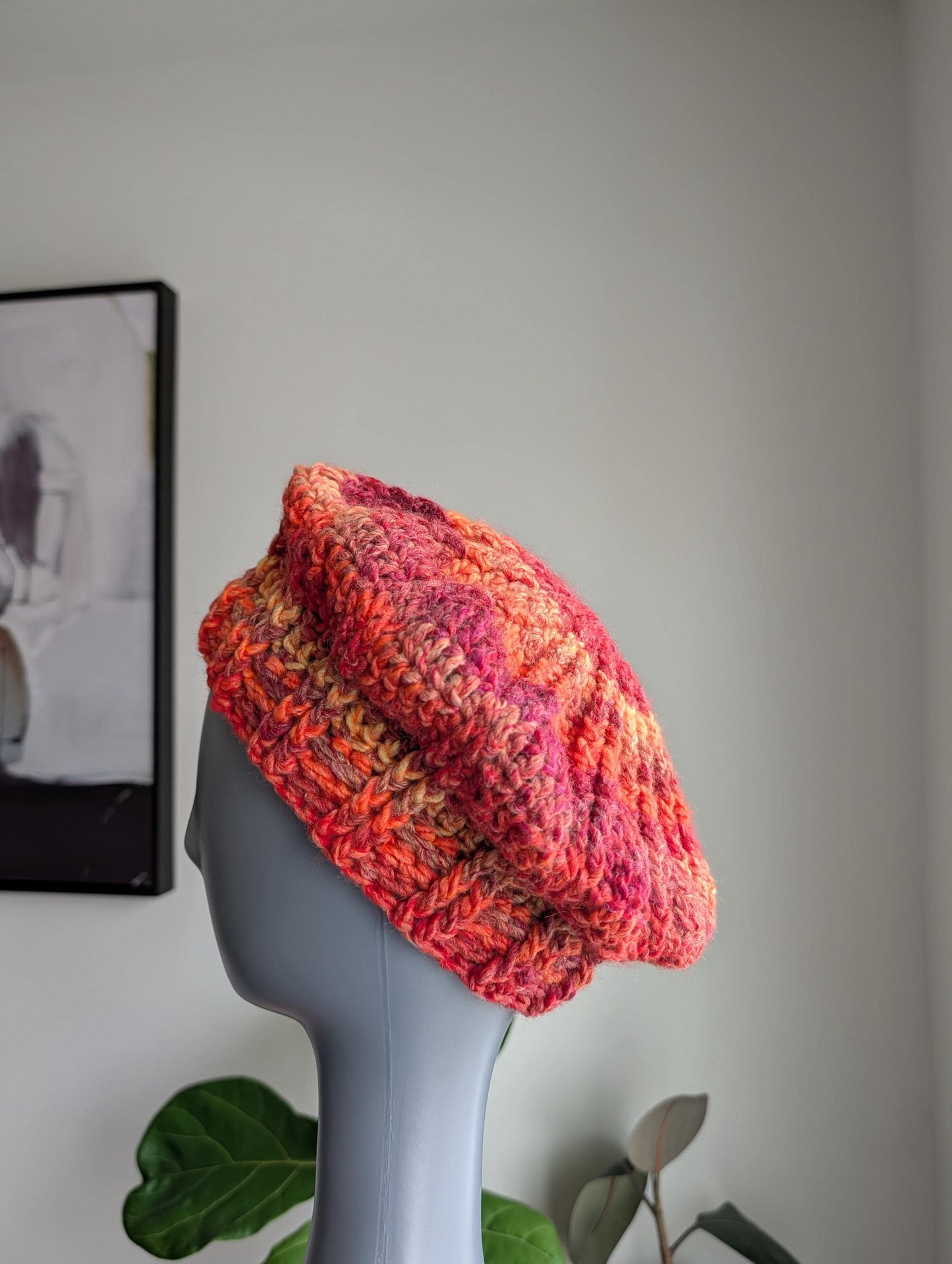 Fire Agate Beret Crochet Slouchy Hat